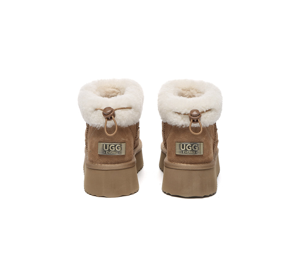 UGG EVERAU® UGG Boots Women Sheepskin Wool Drawstring Platform Payton