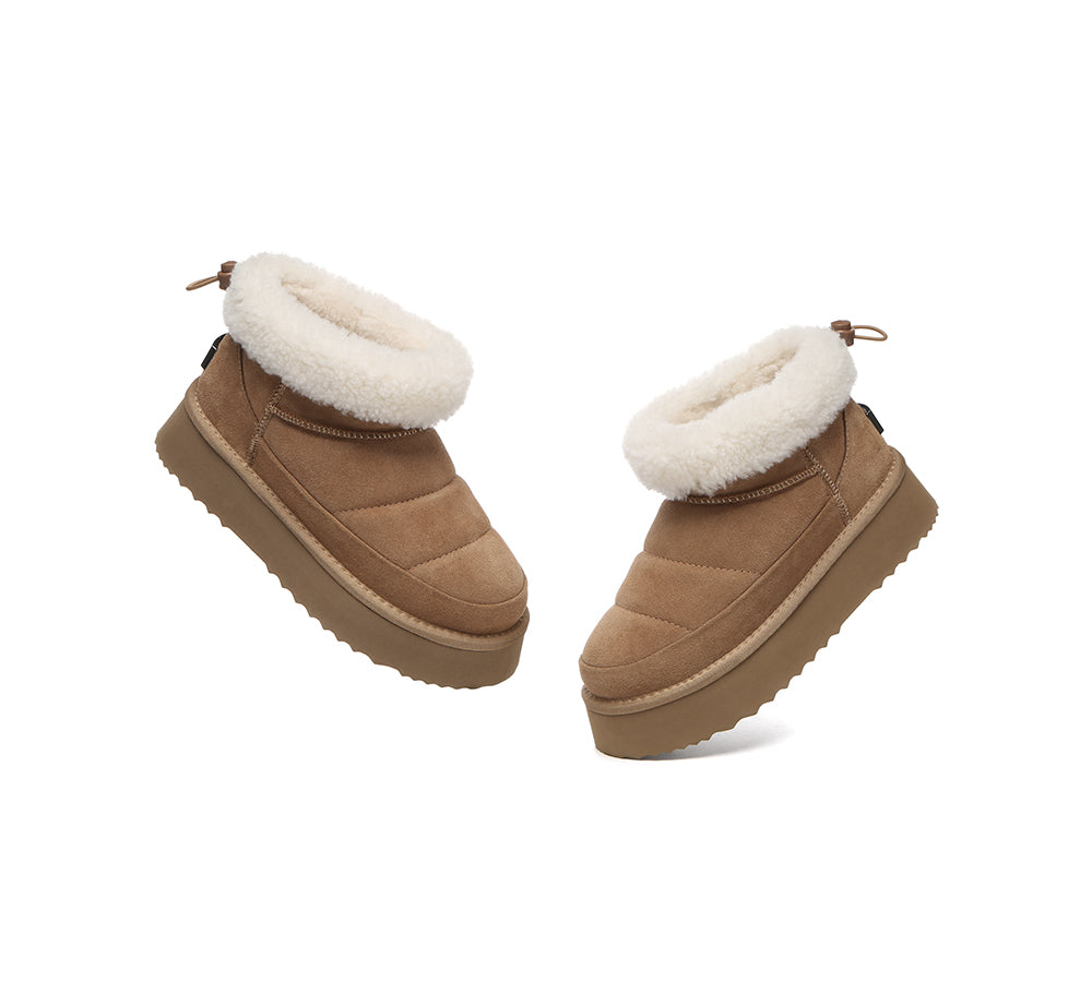 UGG EVERAU® UGG Boots Women Sheepskin Wool Drawstring Platform Payton
