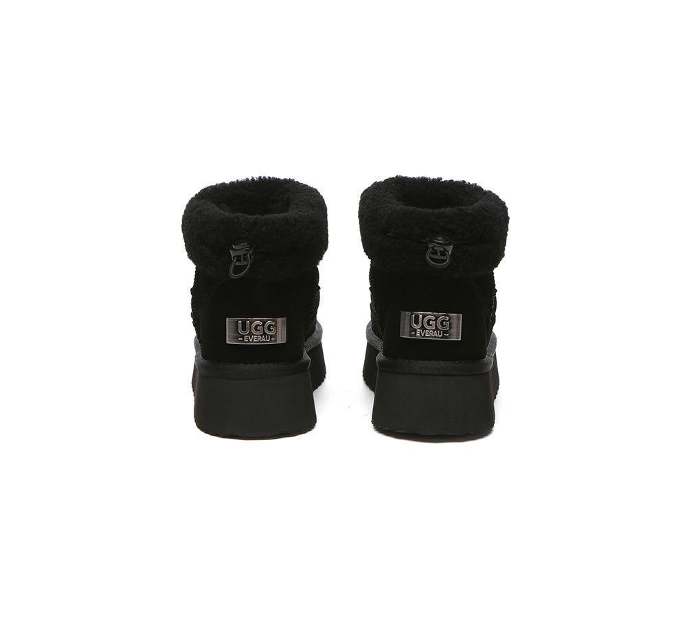 UGG EVERAU® UGG Boots Women Sheepskin Wool Drawstring Platform Payton