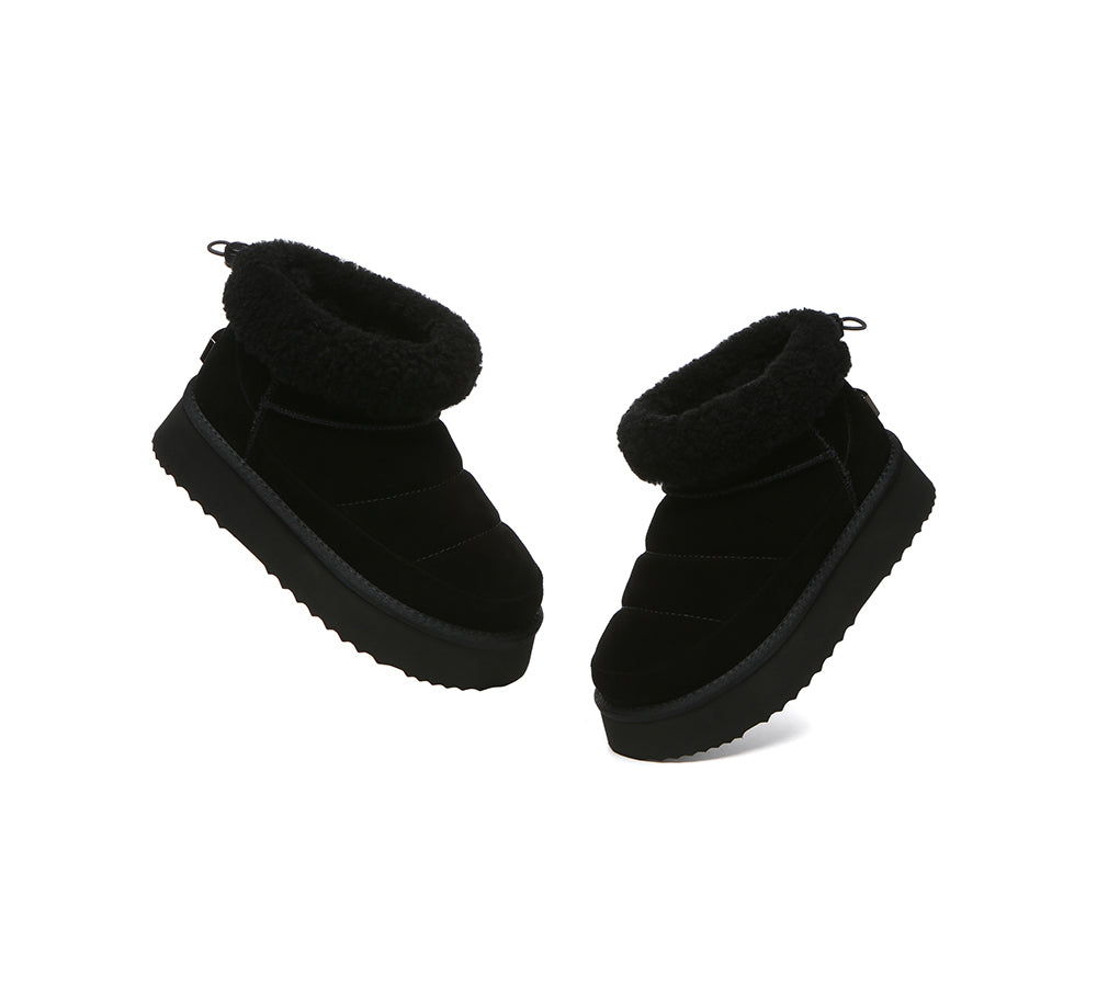 UGG EVERAU® UGG Boots Women Sheepskin Wool Drawstring Platform Payton