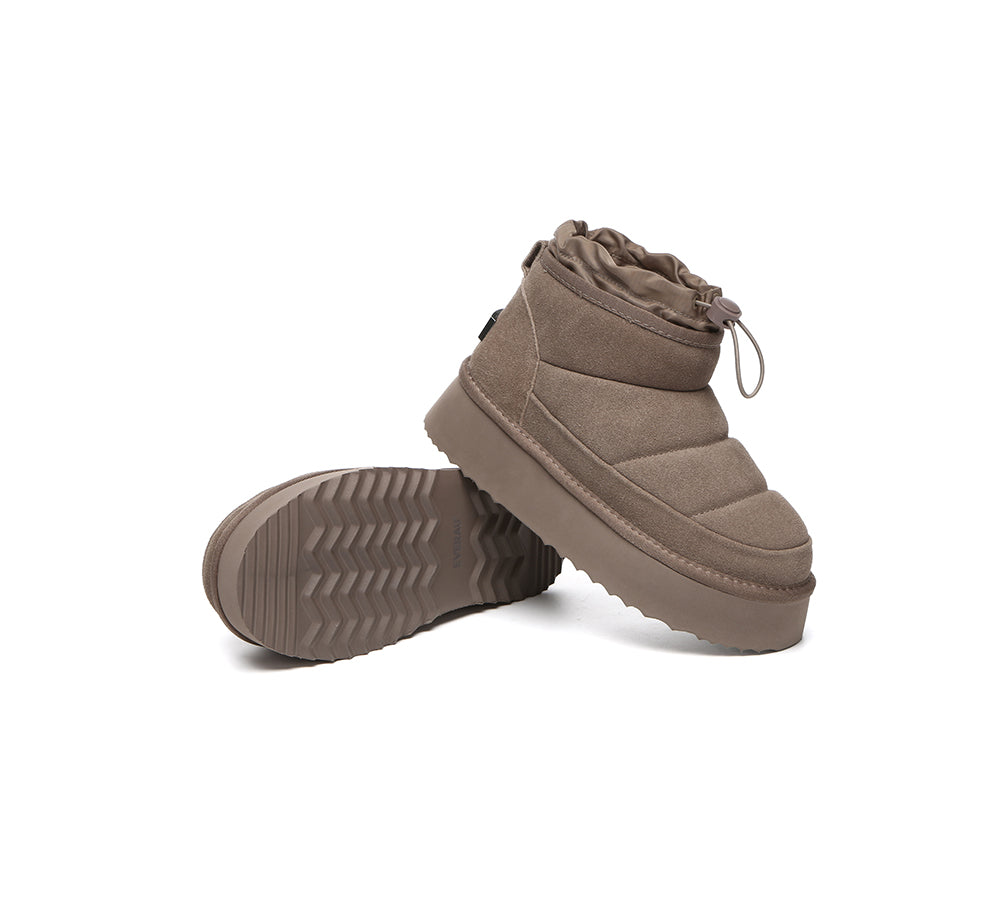 UGG EVERAU® UGG Boots Women Sheepskin Wool Drawstring Platform Picken