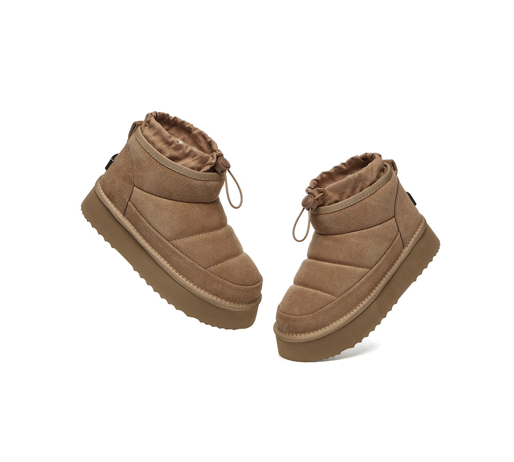 UGG EVERAU® UGG Boots Women Sheepskin Wool Drawstring Platform Picken