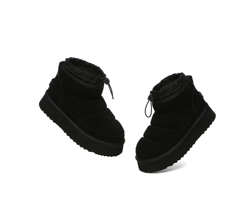 UGG EVERAU® UGG Boots Women Sheepskin Wool Drawstring Platform Picken