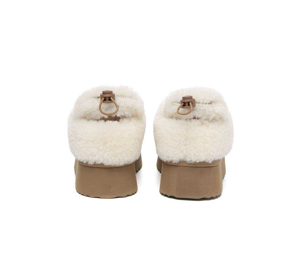 UGG EVERAU® UGG Slippers Women Removable Wool Strap Drawstring Slingback Platform Paige