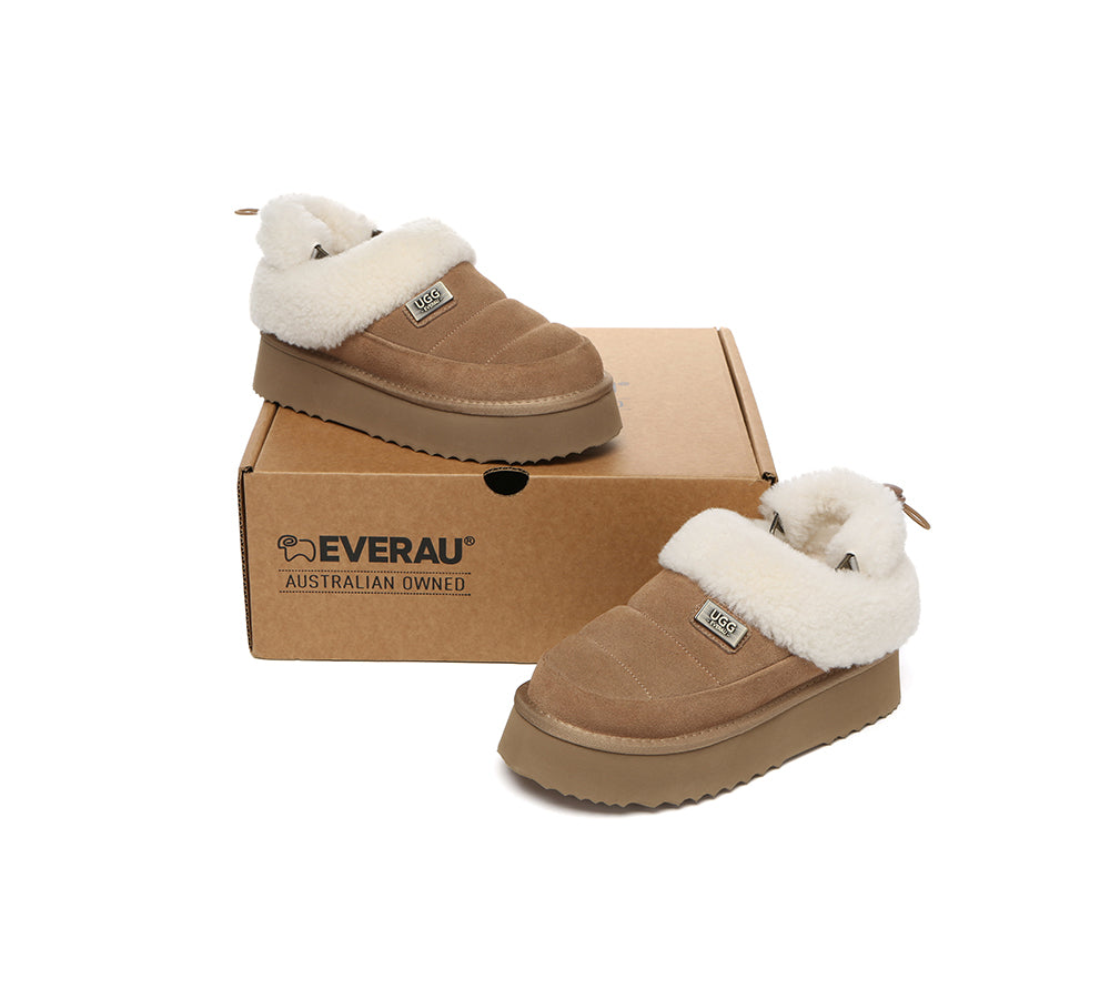 UGG EVERAU® UGG Slippers Women Removable Wool Strap Drawstring Slingback Platform Paige