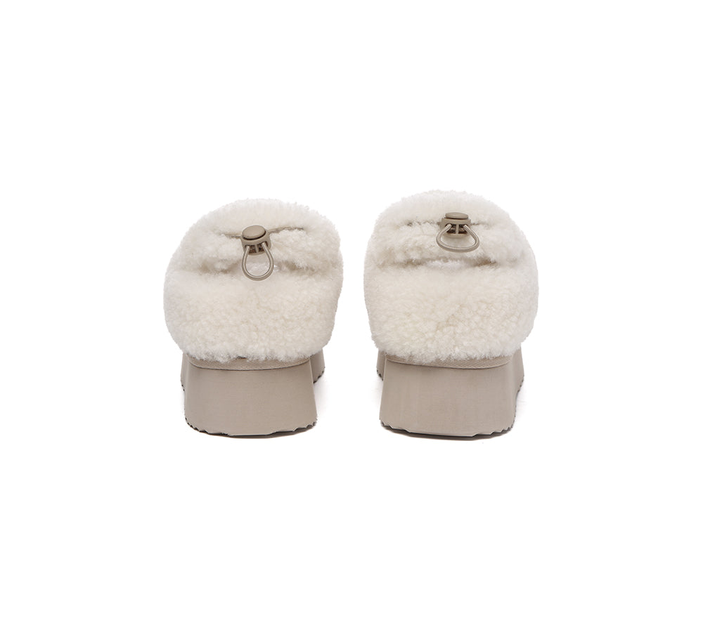 UGG EVERAU® UGG Slippers Women Removable Wool Strap Drawstring Slingback Platform Paige