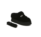 UGG EVERAU® UGG Slippers Women Removable Wool Strap Drawstring Slingback Platform Paige