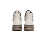 EVERAU® Women Leather Lace Up Zipper Chunky Boots Lorrin