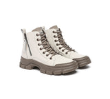 EVERAU® Women Leather Lace Up Zipper Chunky Boots Lorrin