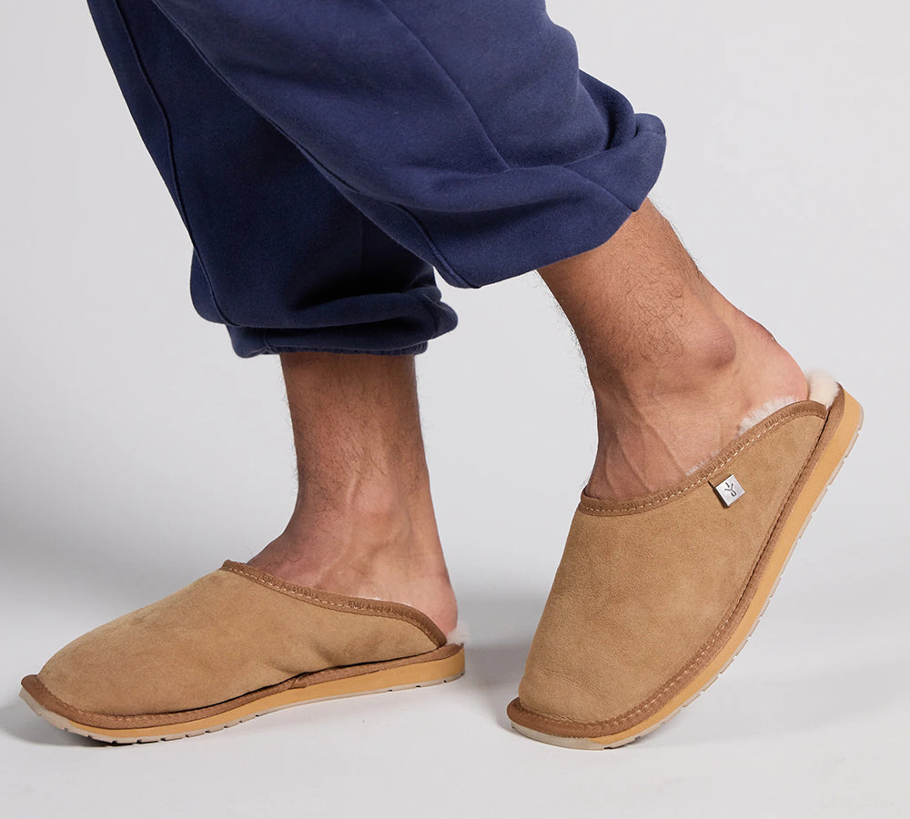 EMU® UGG Slippers Men Australian Made Sheepskin Wool Scuff Platinum Esperence EMU
