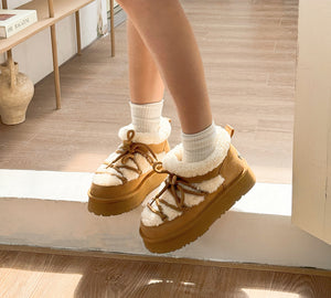 UGG EVERAU® UGG Boots Women Sheepskin Wool Ankle Platform Mini Carmen