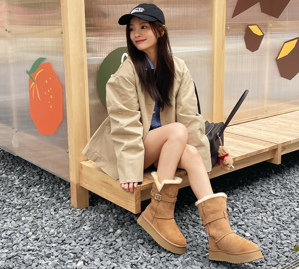 UGG EVERAU®  3-Way Style UGG Boots Women Sheepskin Wool Platform Short Valerie EVERAU