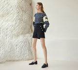 EVERAU® Women Leather Gold Buckle Low Block Heel Loafers Mia