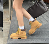 EVERAU® UGG Boots Women Leather Sheepskin Wool Lace Up Chunky Aubrey EVERAU