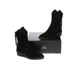 Leather Boots - EVERAU® Women Leather Zipper Pointed Toe Block Heel Boots Lewis