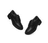 School Shoes - EVERAU® Senior Black Leather Lace Up School Shoes