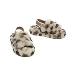 Slides - UGG Kids Fluffy Slides Slingback Leopard Puffy
