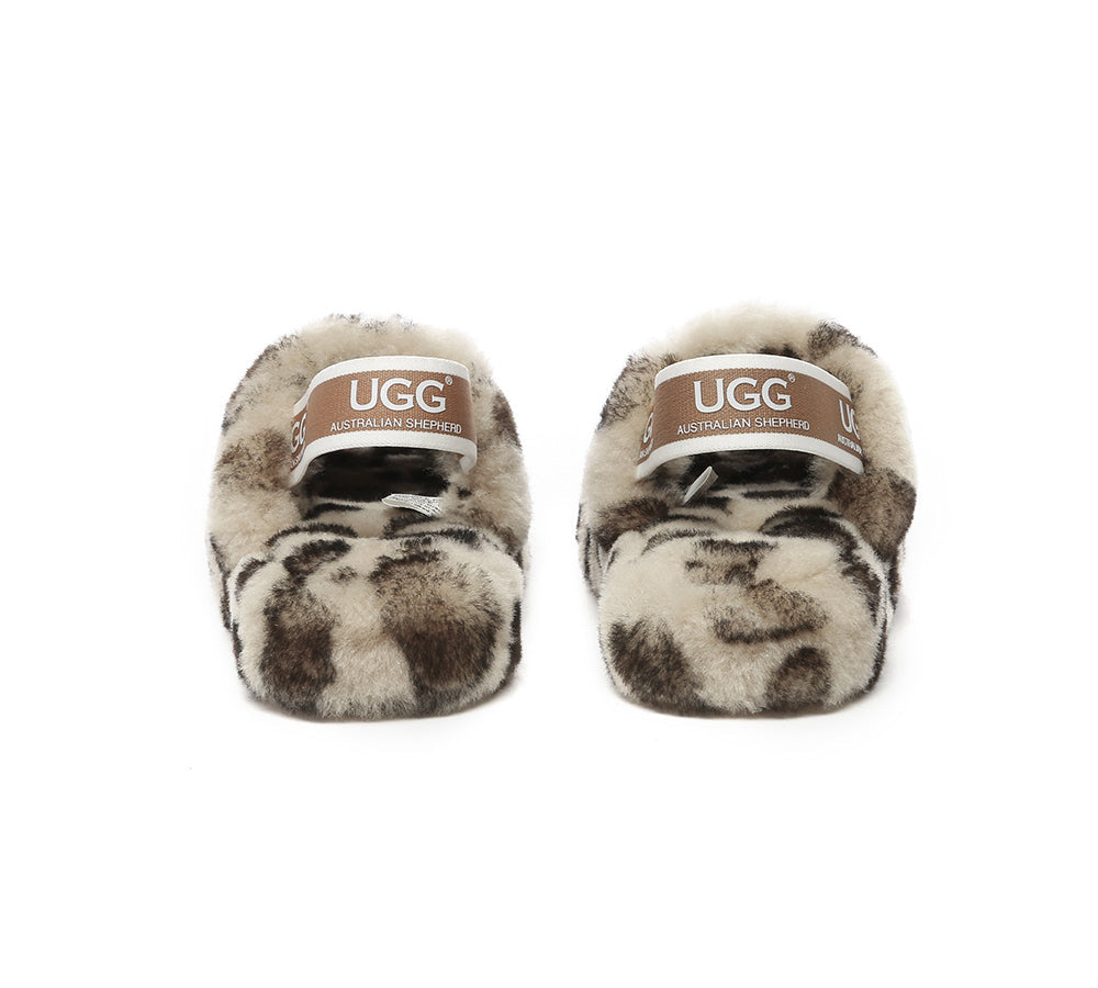 Slides - UGG Kids Fluffy Slides Slingback Leopard Puffy