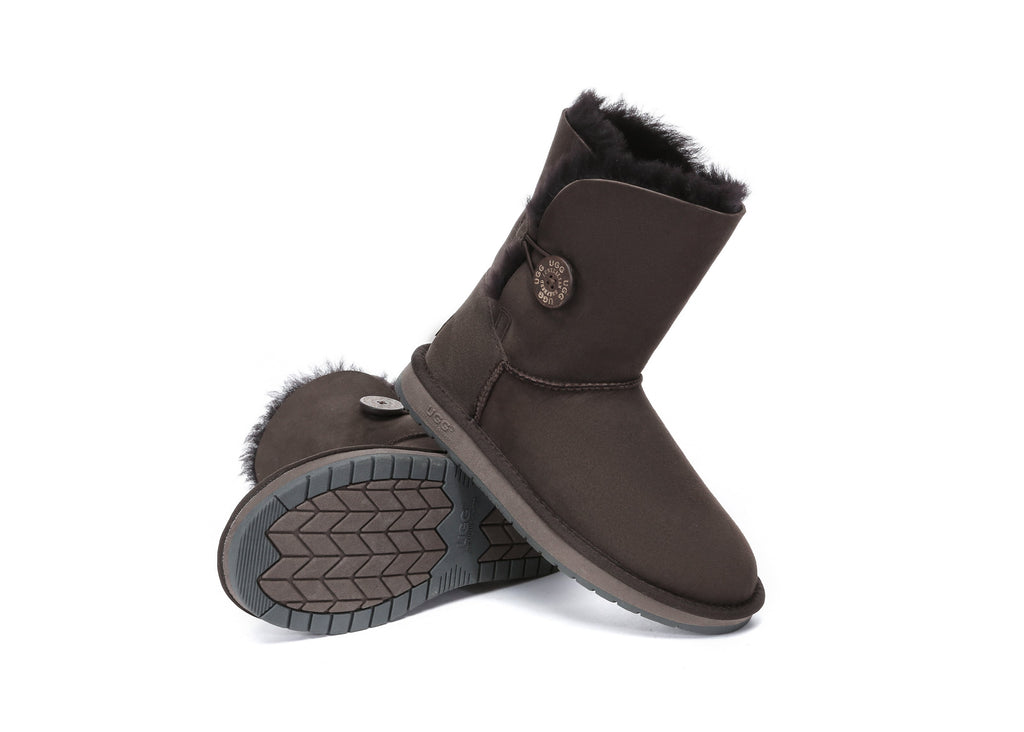 UGG Boots - AS UGG Boots Double Face Sheepskin Short Button