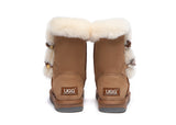 UGG Boots - AS UGG Women Short Boots Talia Sheepskin Horn Toggle Closure
