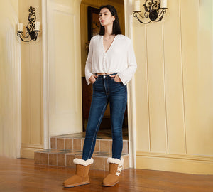 UGG Boots - AUSTRALIAN SHEPHERD® UGG Women Sheepskin Wool Horn Toggle Closure Short Boots Talia