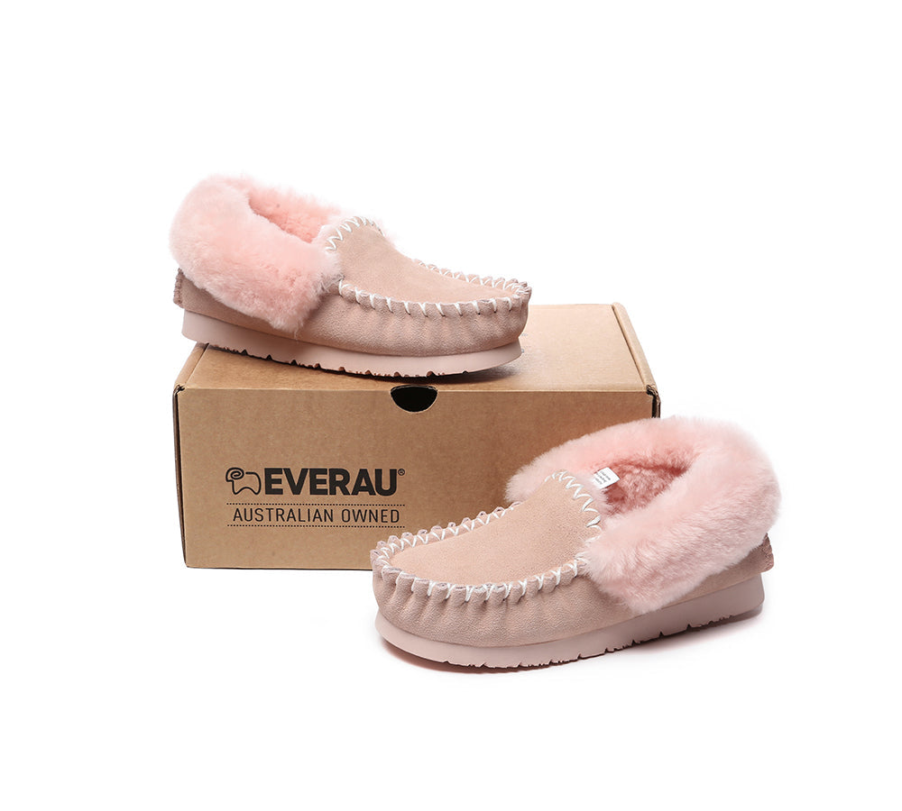 UGG Slippers - EVERAU® UGG Sheepskin Wool Ankle Slippers Popo Moccasin
