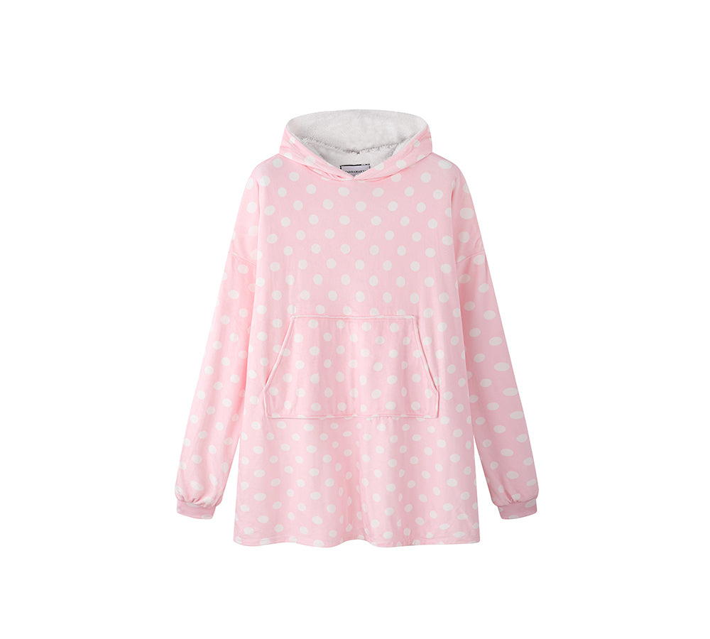 Apparel - Reversible Hoodie Blanket Unisex Pink Polka Dot