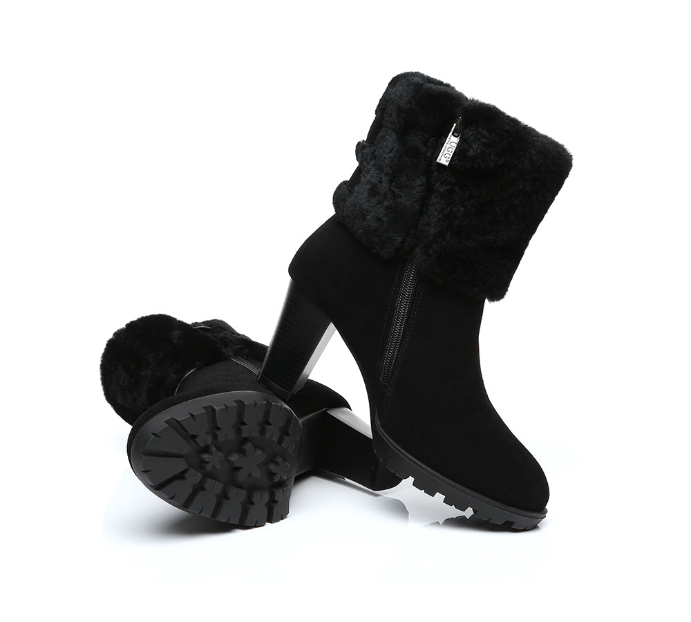 Fashion Boots - Ugg Boots Women Shearling Heels Style Candice