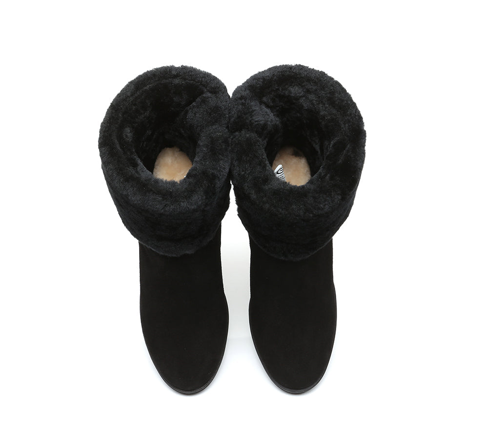 Fashion Boots - Ugg Boots Women Shearling Heels Style Candice