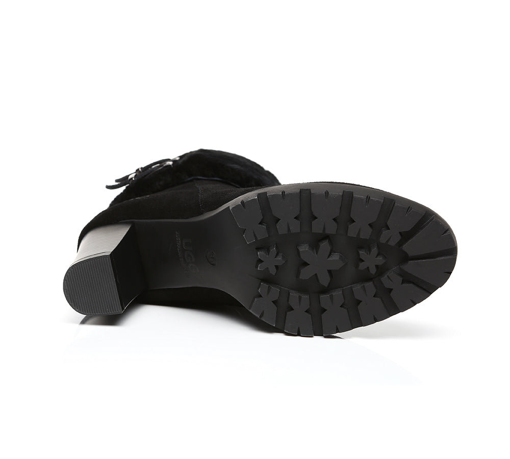 Fashion Boots - Ugg Boots Women Shearling Heels Style Candice