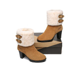 Fashion Boots - Ugg Boots Women Shearling Heels Style Candice