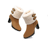 Fashion Boots - Ugg Boots Women Shearling Heels Style Candice
