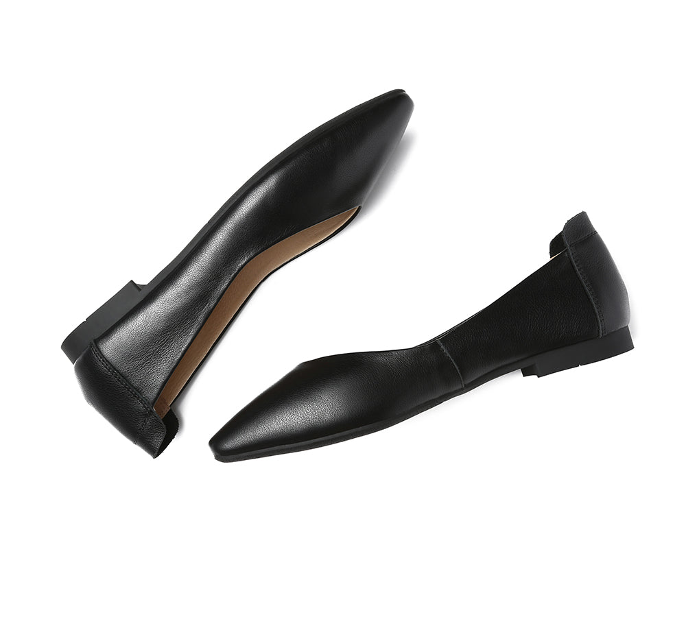 Flats - Pointed Toe Leather Ballet Flats Women Everly
