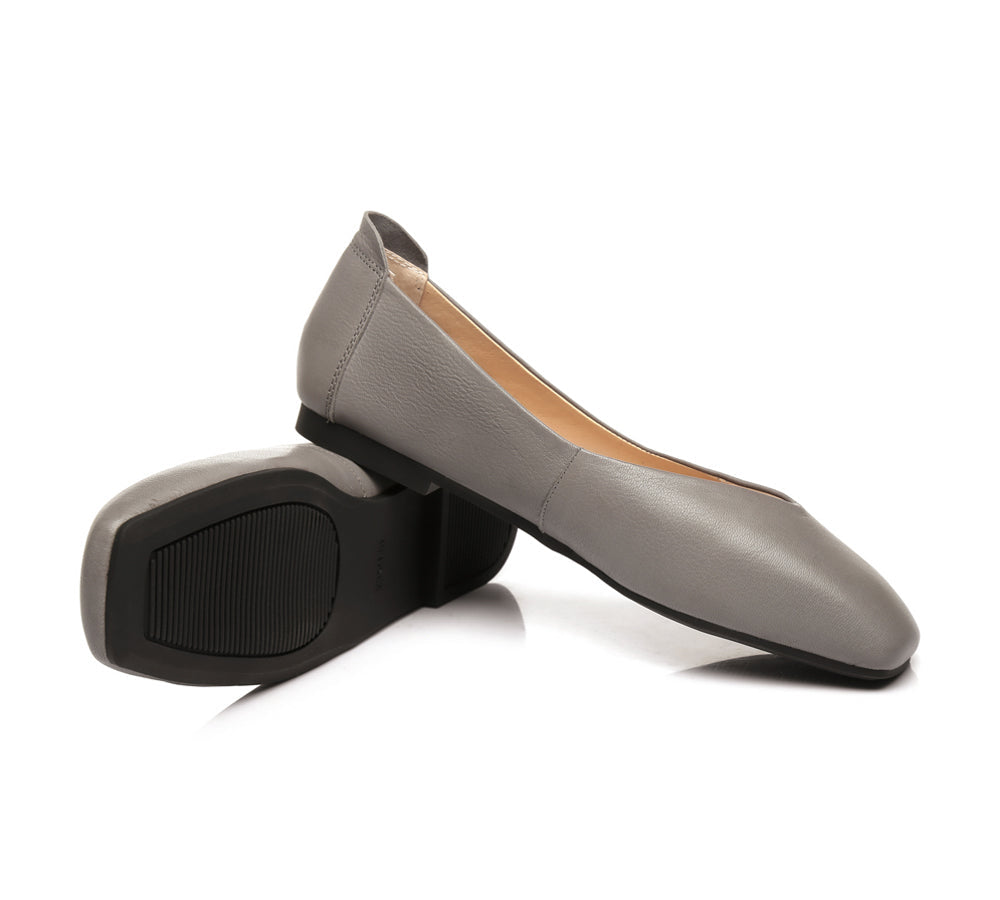 Flats - Square Toe Leather Ballet Flats Women Linda