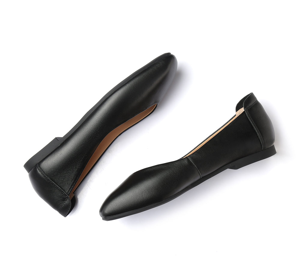 Flats - Square Toe Leather Ballet Flats Women Linda