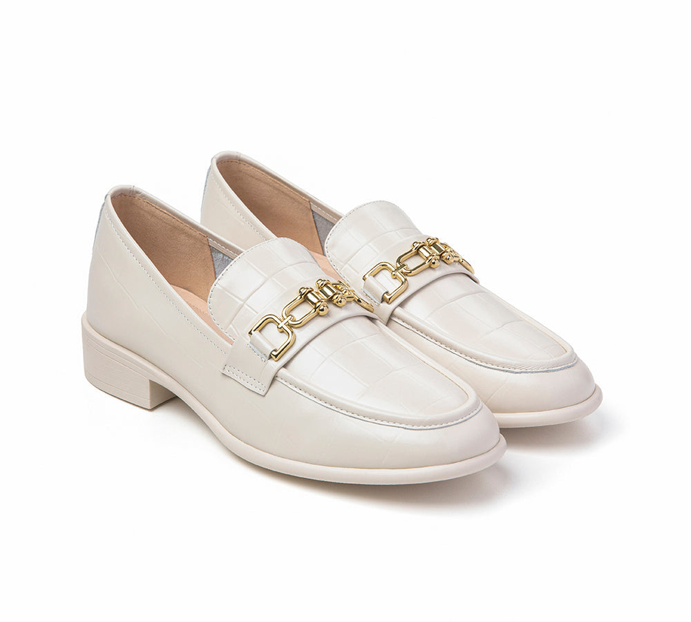 Heels - Leather Low Block Heels Women Katia