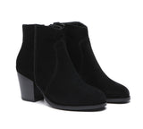 Leather Boots - Ankle Leather Zipper Heel Boots Women Velora