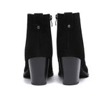 Leather Boots - Ankle Leather Zipper Heel Boots Women Velora