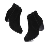 Leather Boots - Ankle Leather Zipper Heel Boots Women Velora