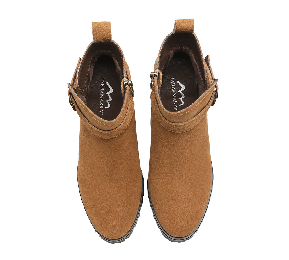 Leather Boots - Leather Zipper Ankle Heel Boots Women Vica