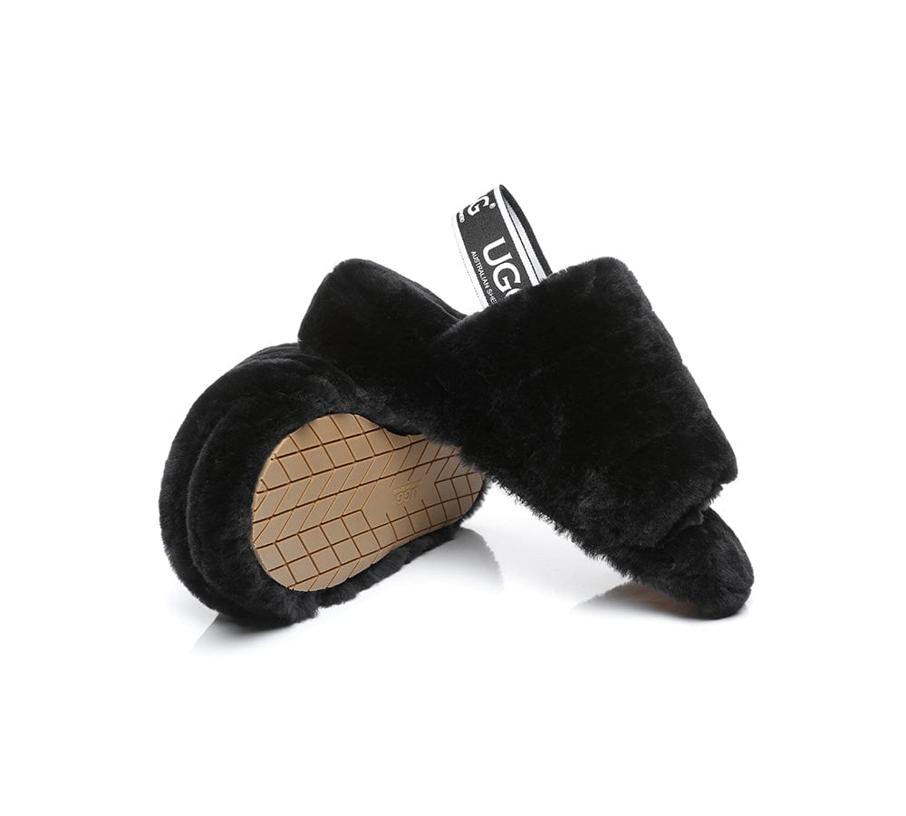 Slides - AS UGG Women Fluffy Slides Puffy
