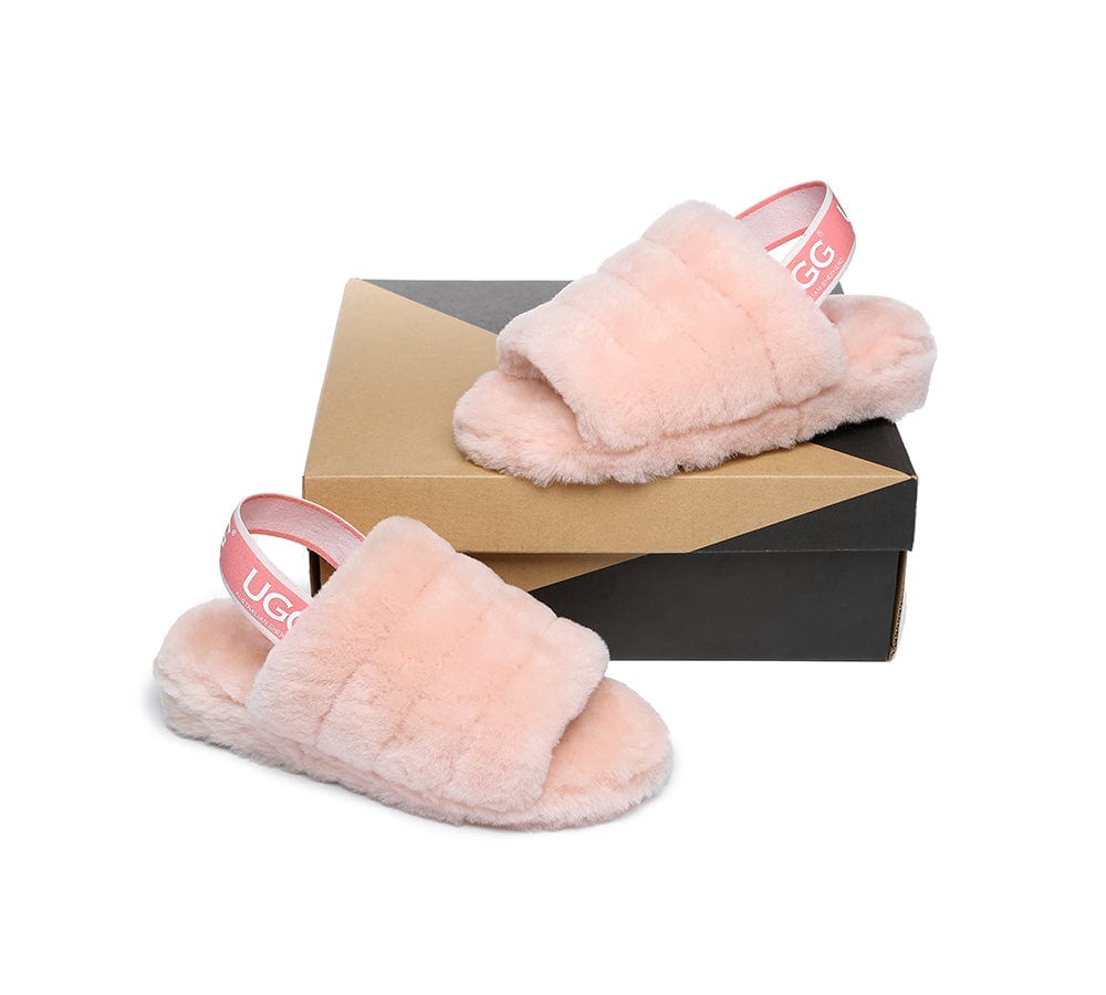 Slides - AS UGG Women Fluffy Slides Puffy