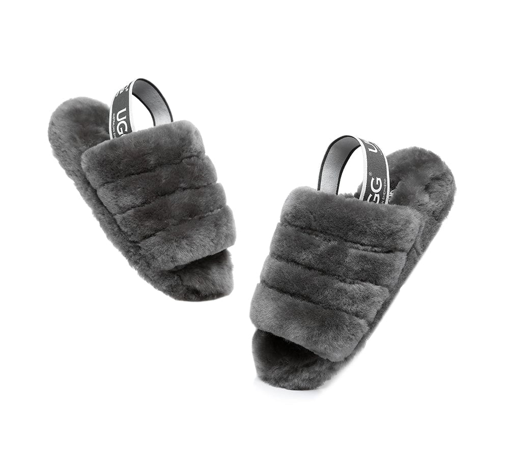 Slides - AS UGG Women Fluffy Slides Puffy