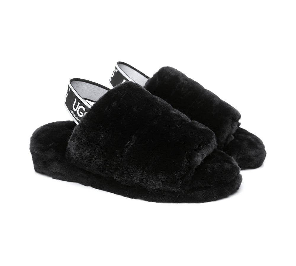 Slides - AS UGG Women Fluffy Slides Puffy