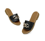 Slides - Leather Flat Slides Women Jianna Ultra Soft Footbed