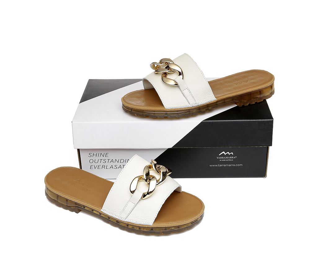 Slides - Leather Flat Slides Women Jianna Ultra Soft Footbed