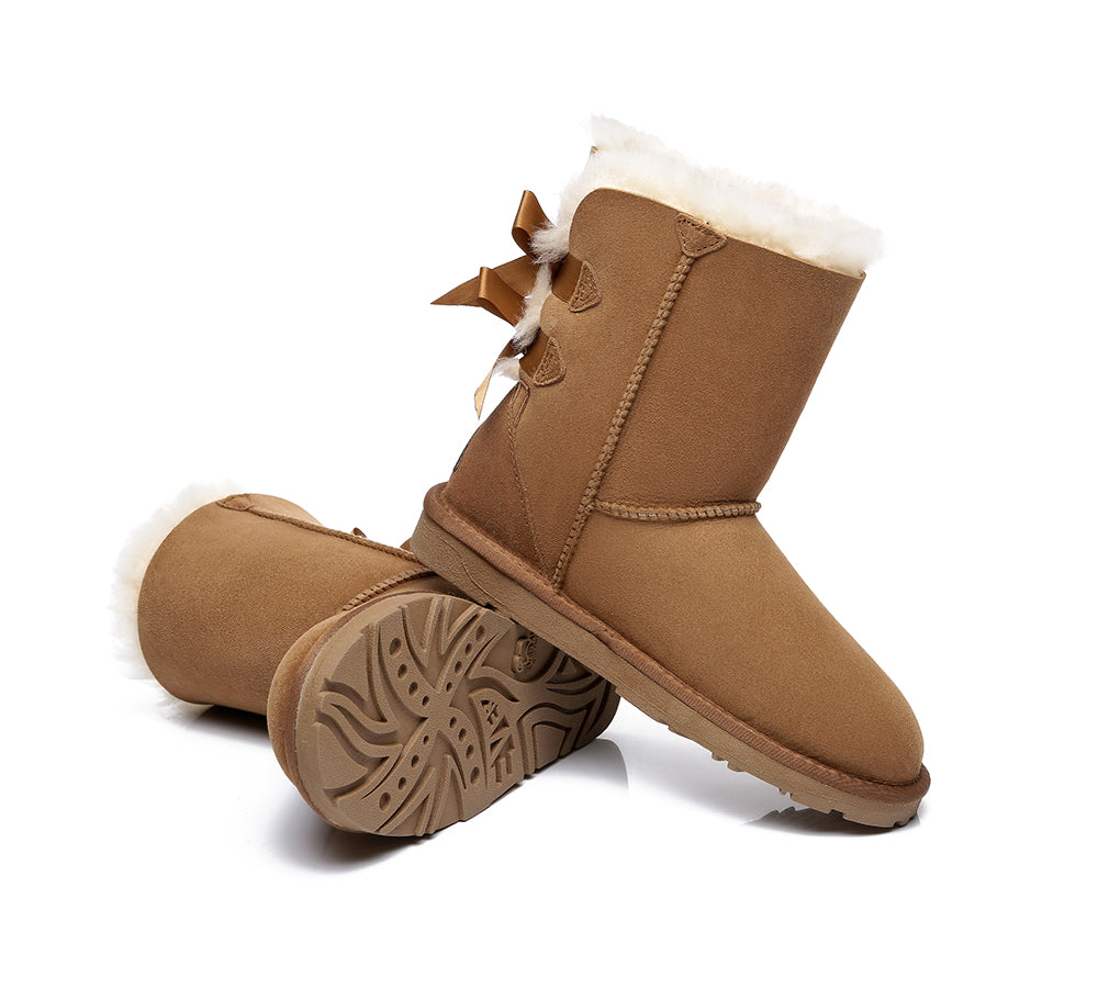 UGG Boots - Double Baily Short Back Bow Sheepskin Women Boots