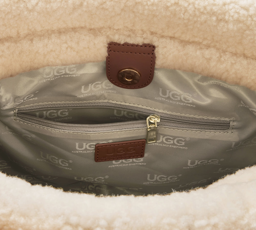 AUSTRALIAN SHEPHERD® Suede Shearling Tote Bag Over Shoulder Diana UGG AUSTRALIAN SHEPHERD