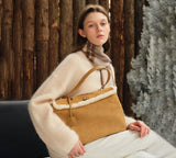 AUSTRALIAN SHEPHERD® Women Fluffy Wool Adjustable Strap Over Shoulder Tote Bag Duwel UGG AUSTRALIAN SHEPHERD