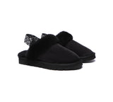 EVERAU® UGG Women Sheepskin Wool Removable Strap Slingback Slippers Corduroy